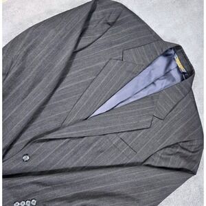 Savile Row Blazer Mens 46R(48) Charcoal Grey Pinstripe Virgin Wool Sport Coat